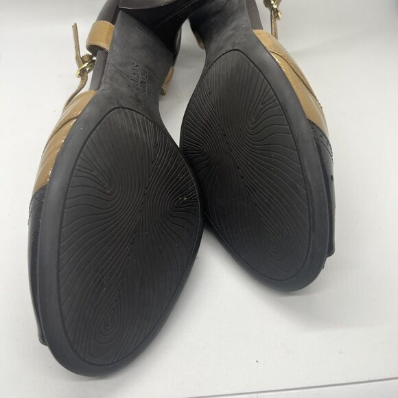 Vtg Franco Sarto 2-Tone Burgundy/Beige Peep Toe 8.5M Ankle Strap - Picture 4 of 16